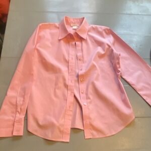 Harold's Pink Cotton Button Front Blouse Women M Collared Long Sleeve Top